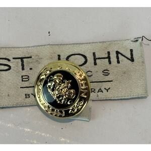 One (1) Authentic St. John Gold & Black Crest Button